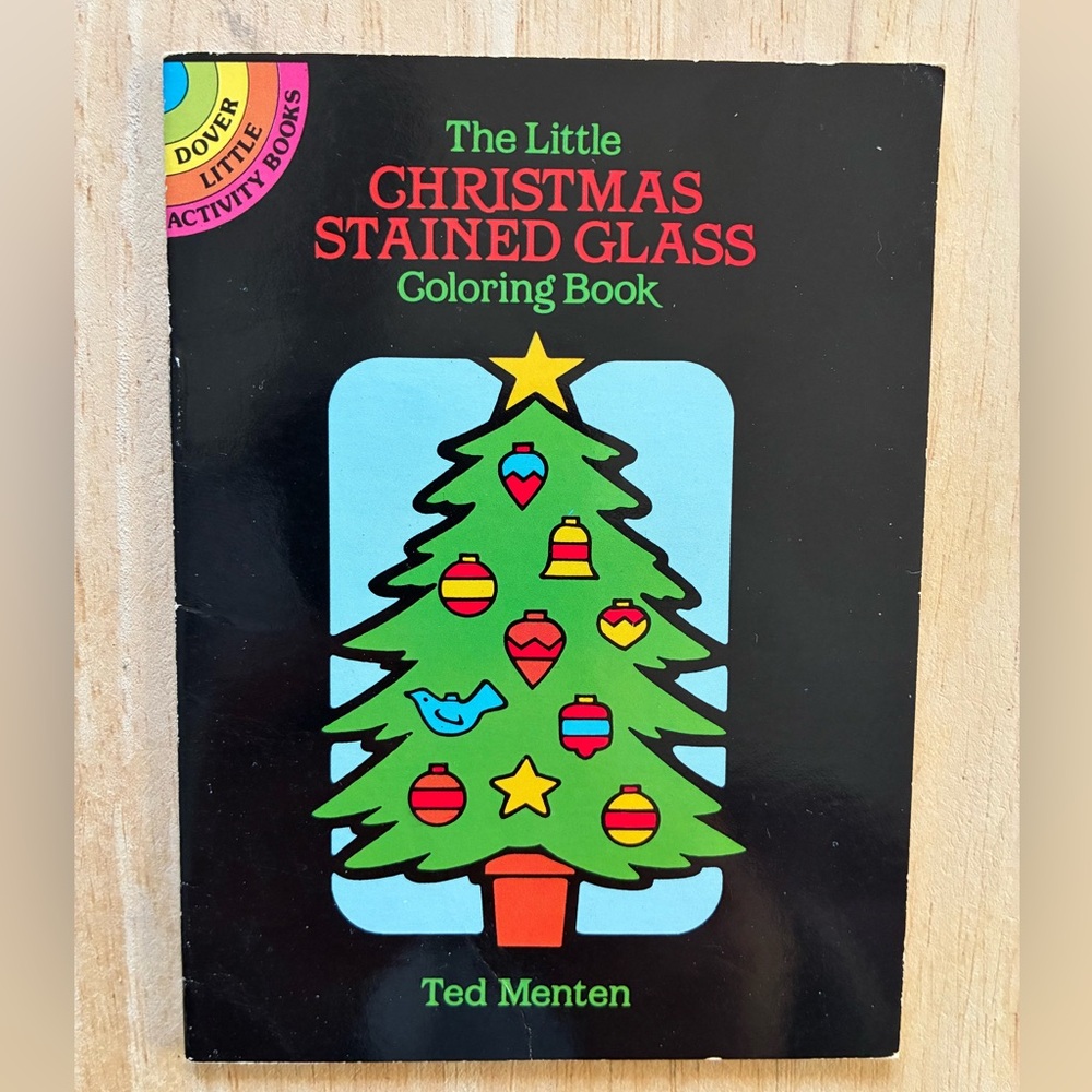 Ted Menten Christmas Stained Glass Coloring Book New Unused Holiday Fun, 1988